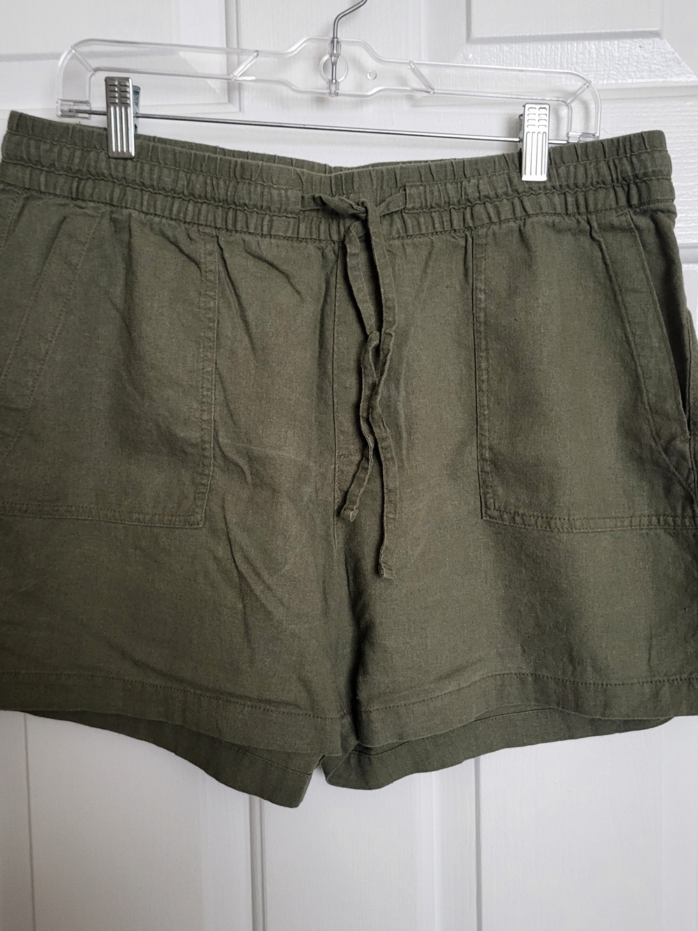 Old Navy Olive Drawstring Linen-Blend Shorts